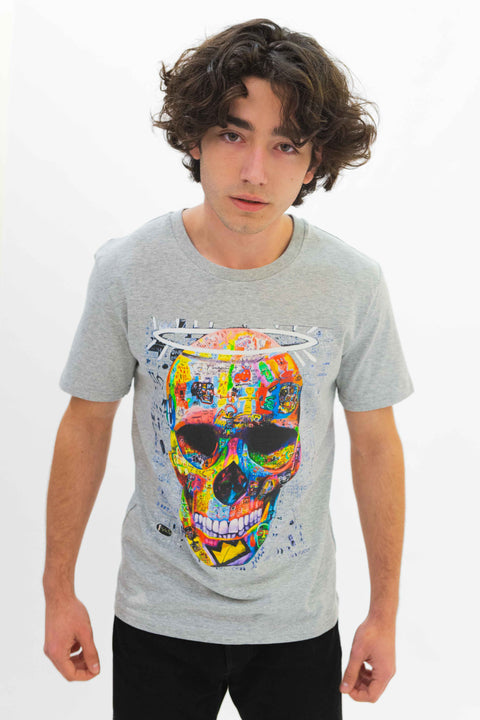 Skull Gray Art Design T-Shirt
