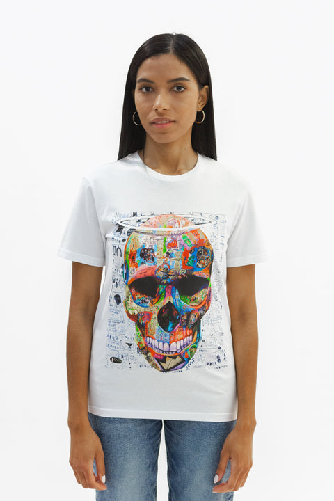 Camiseta Skull White Art Design