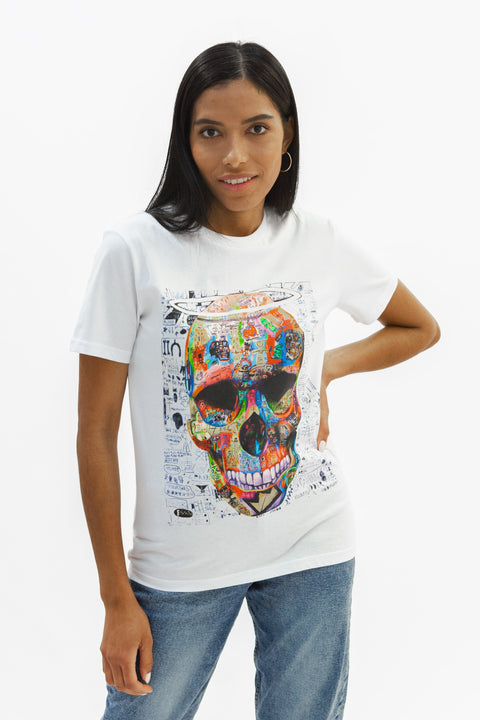 Skull White Art Design T-Shirt