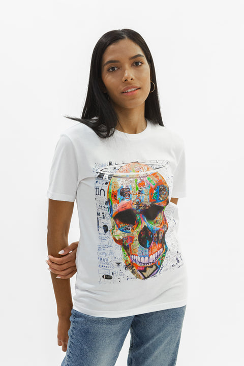 Camiseta Skull White Art Design