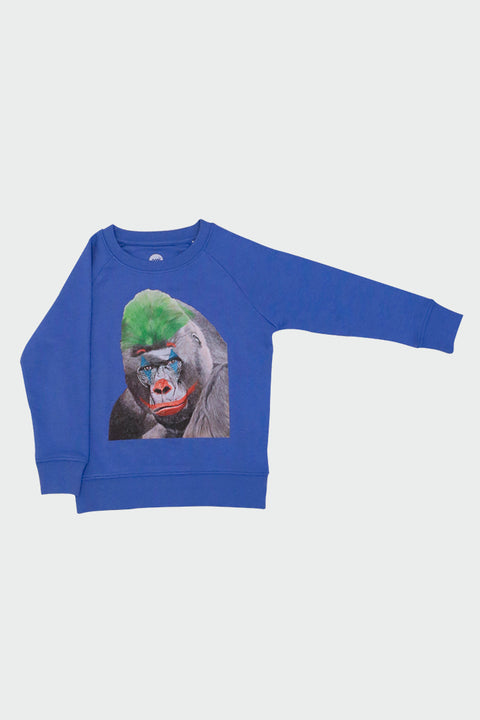 Kids Gorilla Blue Art Design Sweatshirt