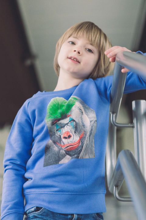 Kids Gorilla Blue Art Design Sweatshirt